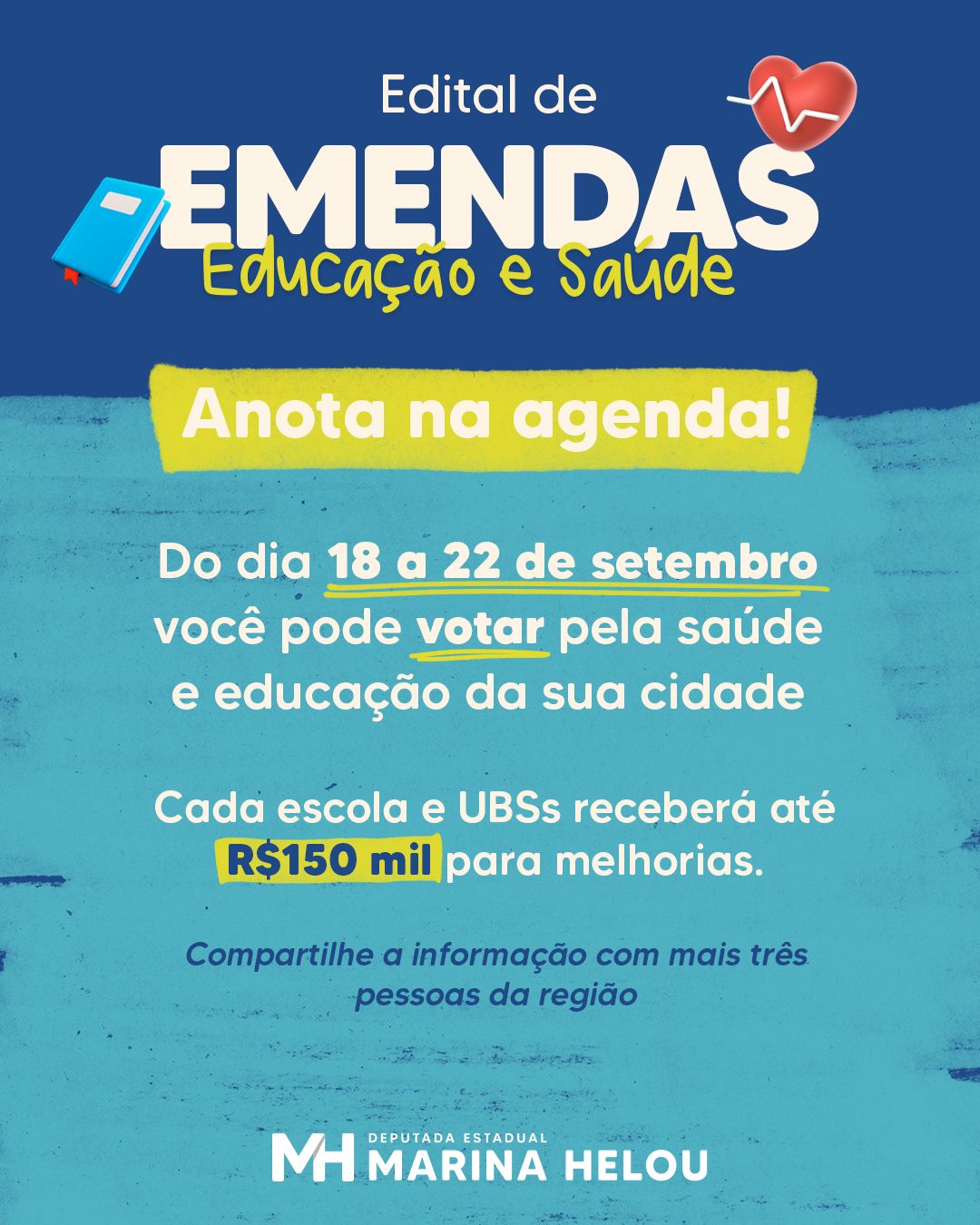 Deputada destina R$1,5 milhão para escolas e UBSs mais votadas