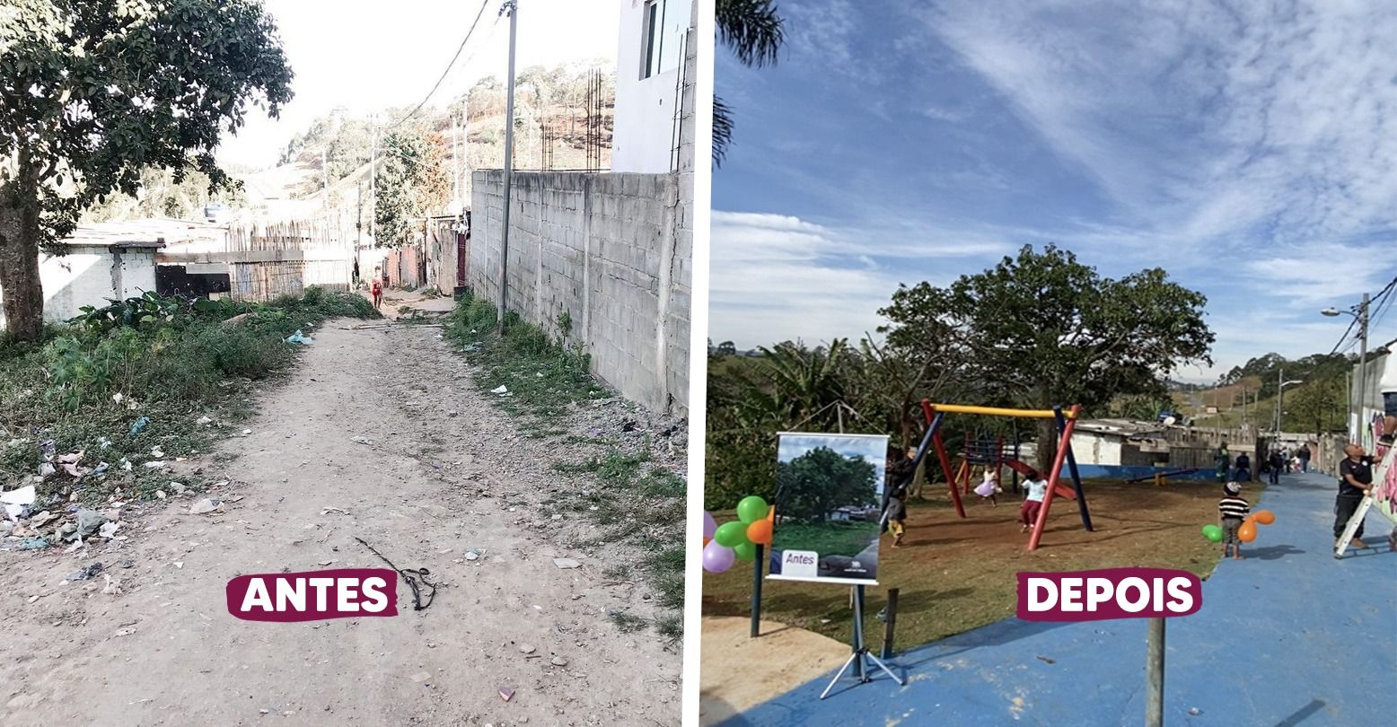Antes e depois do bairro Novo Horizonte, em Mogi das Cruzes